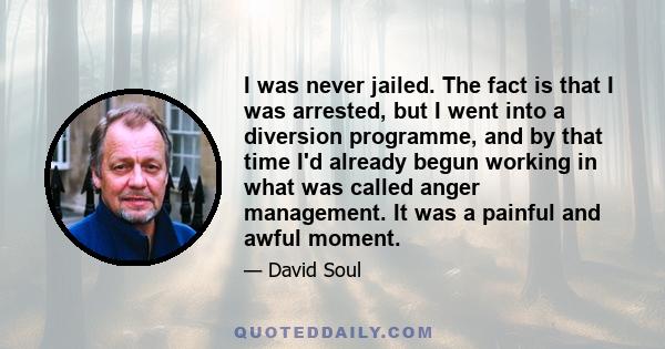 I was never jailed. The fact is that I was arrested, but I went into a diversion programme, and by that time I'd already begun working in what was called anger management. It was a painful and awful moment.