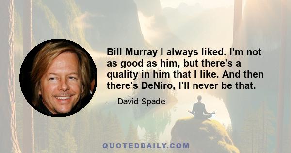 Bill Murray I always liked. I'm not as good as him, but there's a quality in him that I like. And then there's DeNiro, I'll never be that.