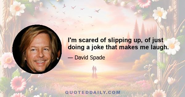 I'm scared of slipping up, of just doing a joke that makes me laugh.