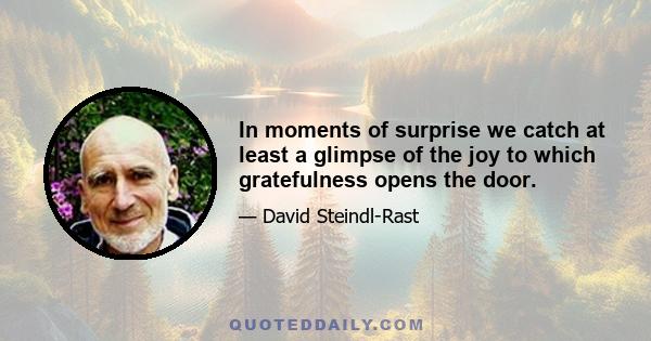 In moments of surprise we catch at least a glimpse of the joy to which gratefulness opens the door.