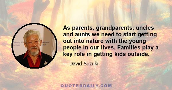 As parents, grandparents, uncles and aunts we need to start getting out into nature with the young people in our lives. Families play a key role in getting kids outside.