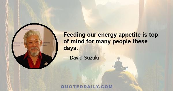 Feeding our energy appetite is top of mind for many people these days.