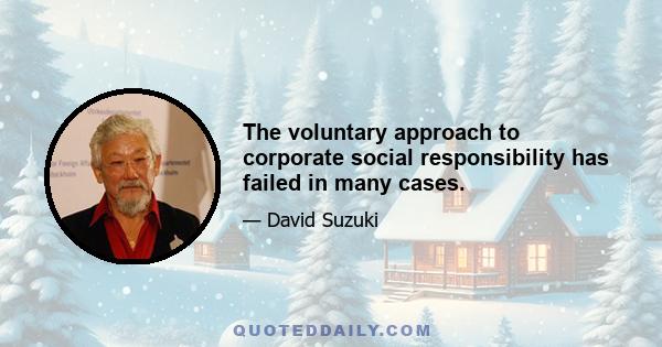 The voluntary approach to corporate social responsibility has failed in many cases.