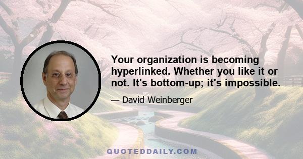 Your organization is becoming hyperlinked. Whether you like it or not. It's bottom-up; it's impossible.