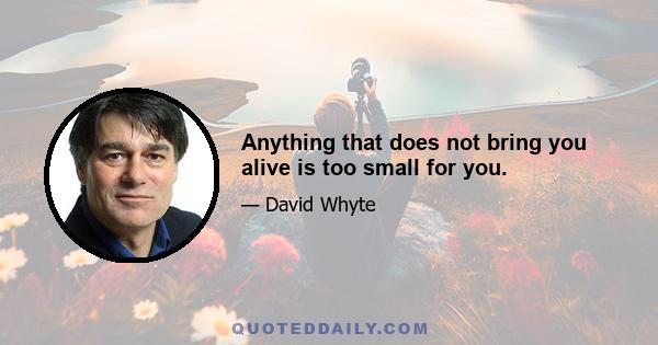 Anything that does not bring you alive is too small for you.