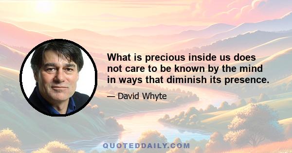 What is precious inside us does not care to be known by the mind in ways that diminish its presence.