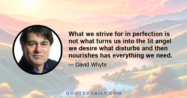 What we strive for in perfection is not what turns us into the lit angel we desire what disturbs and then nourishes has everything we need.