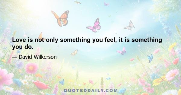 Love is not only something you feel, it is something you do.