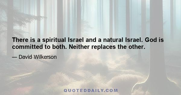 There is a spiritual Israel and a natural Israel. God is committed to both. Neither replaces the other.