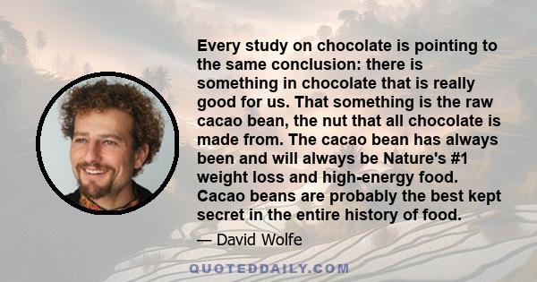 Every study on chocolate is pointing to the same conclusion: there is something in chocolate that is really good for us. That something is the raw cacao bean, the nut that all chocolate is made from. The cacao bean has