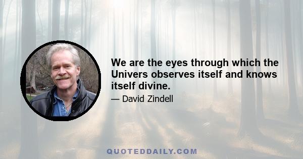 We are the eyes through which the Univers observes itself and knows itself divine.