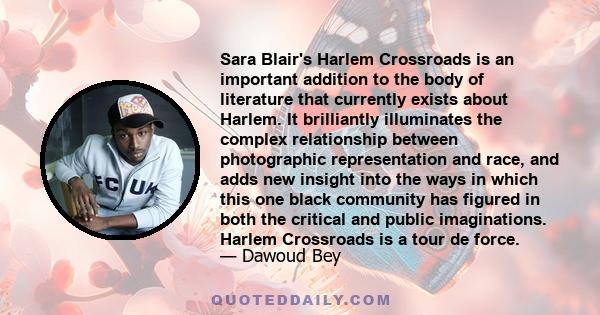 Sara Blair's Harlem Crossroads is an important addition to the body of literature that currently exists about Harlem. It brilliantly illuminates the complex relationship between photographic representation and race, and 