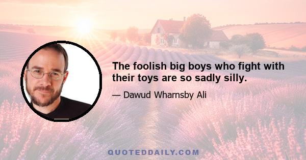 The foolish big boys who fight with their toys are so sadly silly.