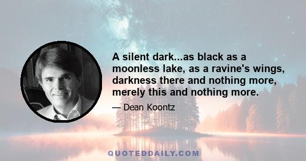 A silent dark...as black as a moonless lake, as a ravine's wings, darkness there and nothing more, merely this and nothing more.