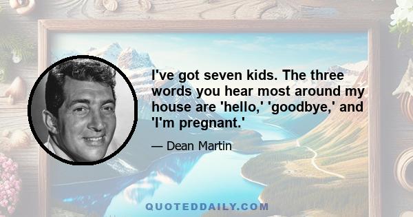 I've got seven kids. The three words you hear most around my house are 'hello,' 'goodbye,' and 'I'm pregnant.'