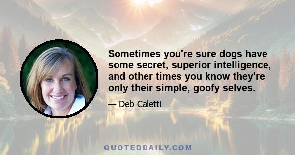 Sometimes you're sure dogs have some secret, superior intelligence, and other times you know they're only their simple, goofy selves.