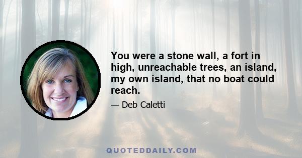 You were a stone wall, a fort in high, unreachable trees, an island, my own island, that no boat could reach.