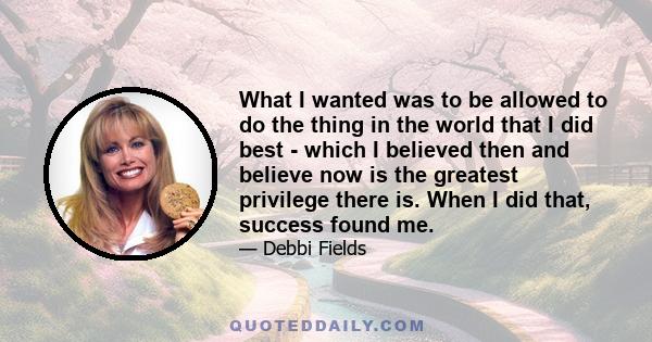 What I wanted was to be allowed to do the thing in the world that I did best - which I believed then and believe now is the greatest privilege there is. When I did that, success found me.