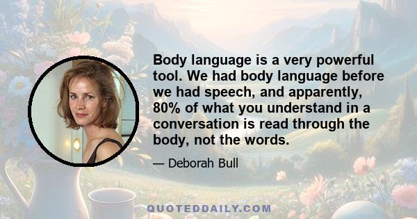 Body language is a very powerful tool. We had body language before we had speech, and apparently, 80% of what you understand in a conversation is read through the body, not the words.