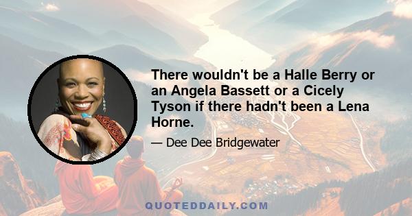 There wouldn't be a Halle Berry or an Angela Bassett or a Cicely Tyson if there hadn't been a Lena Horne.