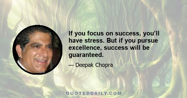 If you focus on success, you’ll have stress. But if you pursue excellence, success will be guaranteed.