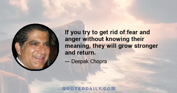 If you try to get rid of fear and anger without knowing their meaning, they will grow stronger and return.