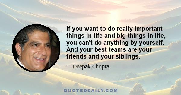 If you want to do really important things in life and big things in life, you can't do anything by yourself. And your best teams are your friends and your siblings.