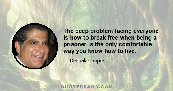 The deep problem facing everyone is how to break free when being a prisoner is the only comfortable way you know how to live.