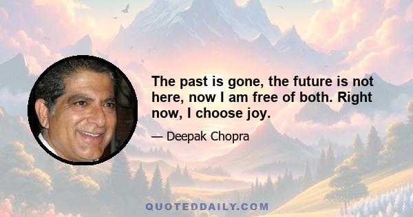 The past is gone, the future is not here, now I am free of both. Right now, I choose joy.