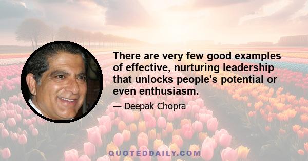 There are very few good examples of effective, nurturing leadership that unlocks people's potential or even enthusiasm.