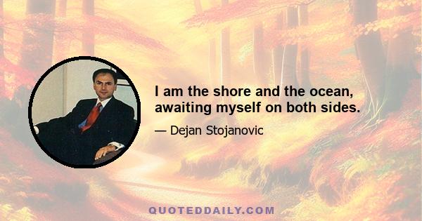 I am the shore and the ocean, awaiting myself on both sides.