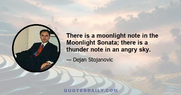 There is a moonlight note in the Moonlight Sonata; there is a thunder note in an angry sky.