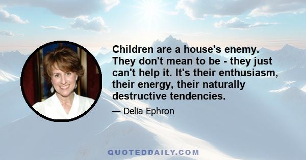 Children are a house's enemy. They don't mean to be - they just can't help it. It's their enthusiasm, their energy, their naturally destructive tendencies.