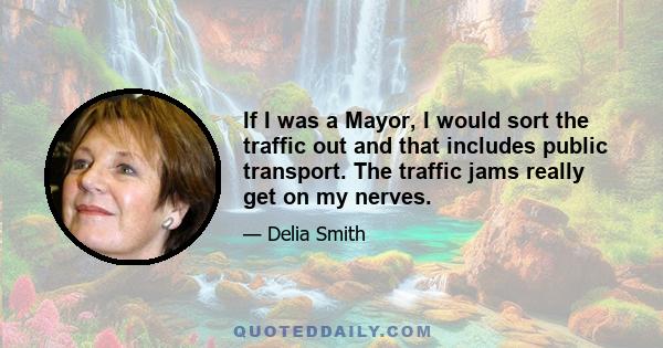 If I was a Mayor, I would sort the traffic out and that includes public transport. The traffic jams really get on my nerves.