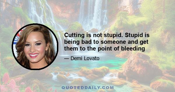 Cutting is not stupid. Stupid is being bad to someone and get them to the point of bleeding