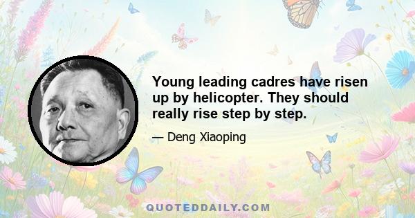 Young leading cadres have risen up by helicopter. They should really rise step by step.