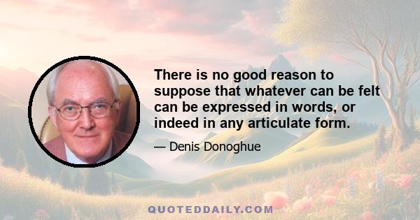 There is no good reason to suppose that whatever can be felt can be expressed in words, or indeed in any articulate form.