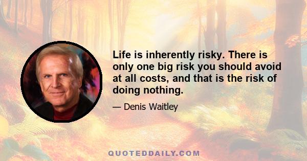 Life is inherently risky. There is only one big risk you should avoid at all costs, and that is the risk of doing nothing.