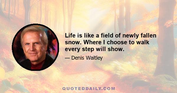 Life is like a field of newly fallen snow. Where I choose to walk every step will show.