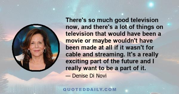 There's so much good television now, and there's a lot of things on television that would have been a movie or maybe wouldn't have been made at all if it wasn't for cable and streaming. It's a really exciting part of