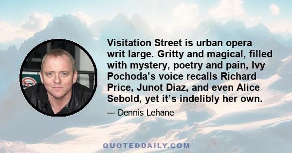 Visitation Street is urban opera writ large. Gritty and magical, filled with mystery, poetry and pain, Ivy Pochoda’s voice recalls Richard Price, Junot Diaz, and even Alice Sebold, yet it’s indelibly her own.