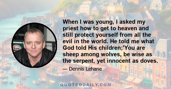 When I was young, I asked my priest how to get to heaven and still protect yourself from all the evil in the world. He told me what God told His children;'You are sheep among wolves, be wise as the serpent, yet innocent 