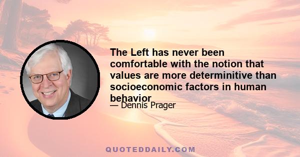 The Left has never been comfortable with the notion that values are more determinitive than socioeconomic factors in human behavior