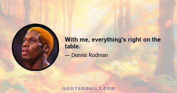 With me, everything's right on the table.