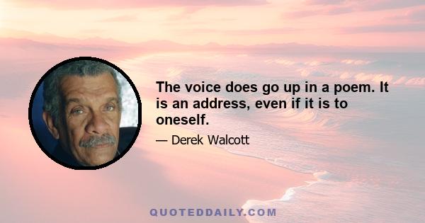 The voice does go up in a poem. It is an address, even if it is to oneself.