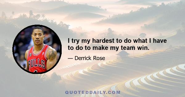 I try my hardest to do what I have to do to make my team win.