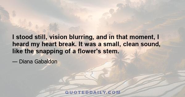 I stood still, vision blurring, and in that moment, I heard my heart break. It was a small, clean sound, like the snapping of a flower's stem.