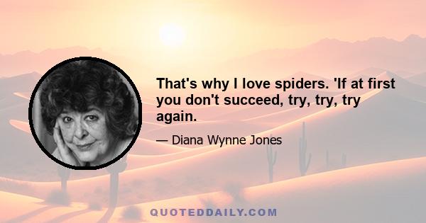 That's why I love spiders. 'If at first you don't succeed, try, try, try again.