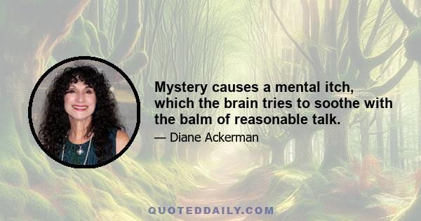 Mystery causes a mental itch, which the brain tries to soothe with the balm of reasonable talk.