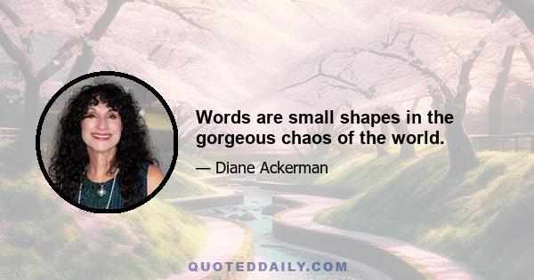 Words are small shapes in the gorgeous chaos of the world.